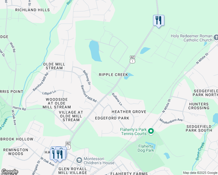map of restaurants, bars, coffee shops, grocery stores, and more near 1149 North Main Street in Wake Forest