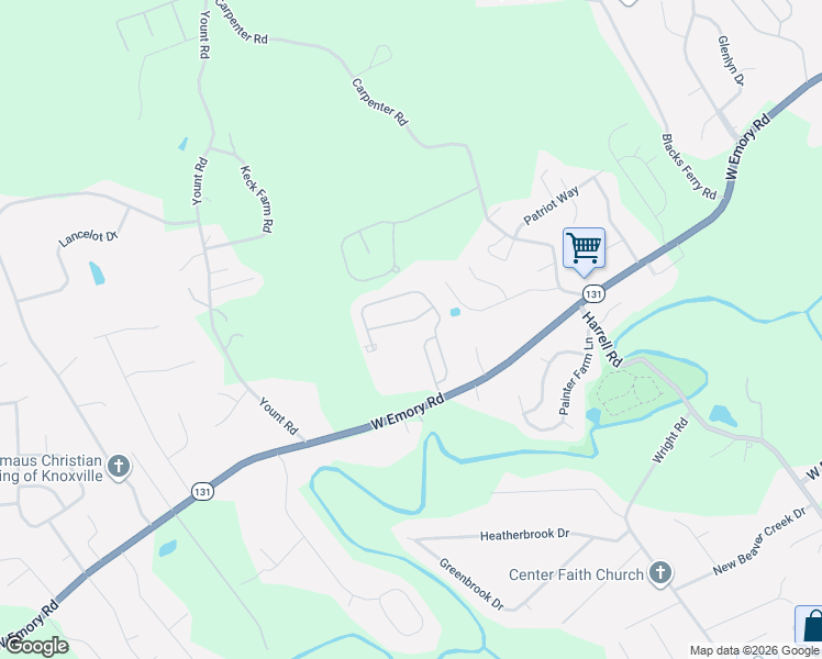 map of restaurants, bars, coffee shops, grocery stores, and more near 7620 Napa Valley Way in Knoxville
