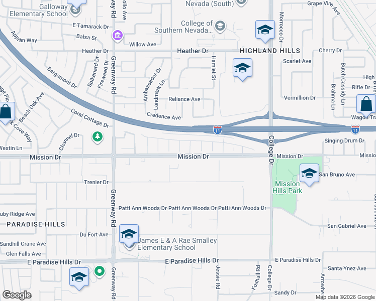 map of restaurants, bars, coffee shops, grocery stores, and more near 995 Sierra Ridge Street in Henderson