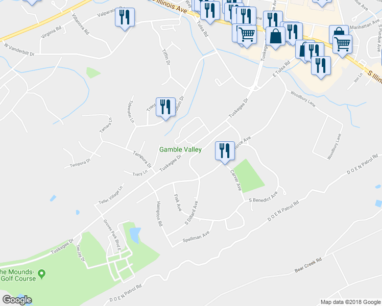 map of restaurants, bars, coffee shops, grocery stores, and more near 116 Houston Avenue in Oak Ridge