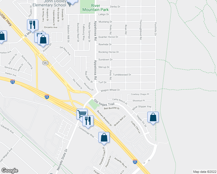 map of restaurants, bars, coffee shops, grocery stores, and more near 1540 Wagon Wheel Drive in Henderson