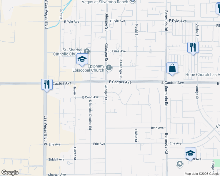 map of restaurants, bars, coffee shops, grocery stores, and more near 10550 Caldbeck Place in Las Vegas