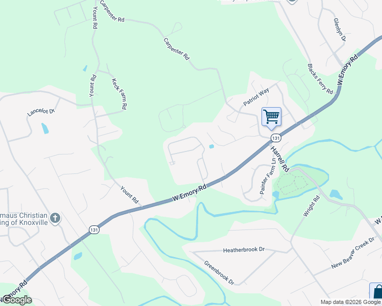 map of restaurants, bars, coffee shops, grocery stores, and more near 7620 Napa Valley Way in Knoxville