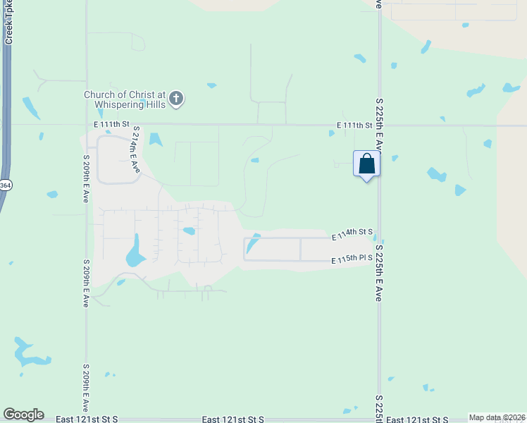 map of restaurants, bars, coffee shops, grocery stores, and more near 21989 East 114th Place South in Broken Arrow