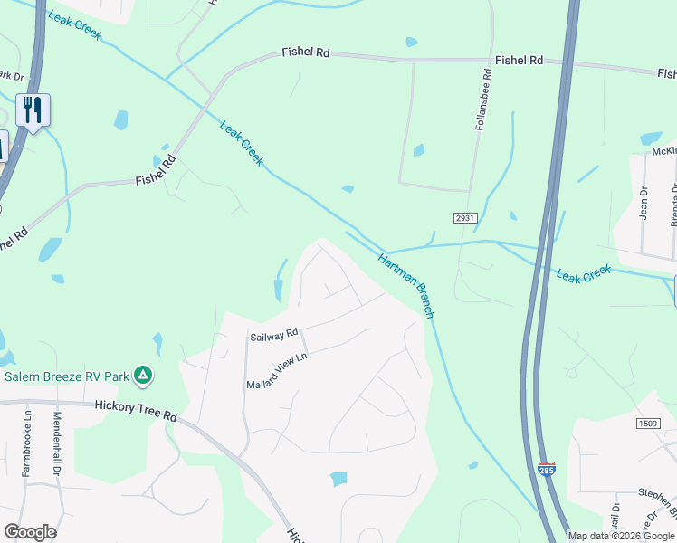 map of restaurants, bars, coffee shops, grocery stores, and more near 5060 Walden Ridge Drive in Winston-Salem