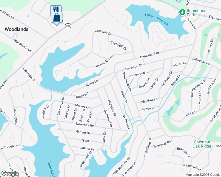 map of restaurants, bars, coffee shops, grocery stores, and more near 104 Ivy Brook Lane in Crossville
