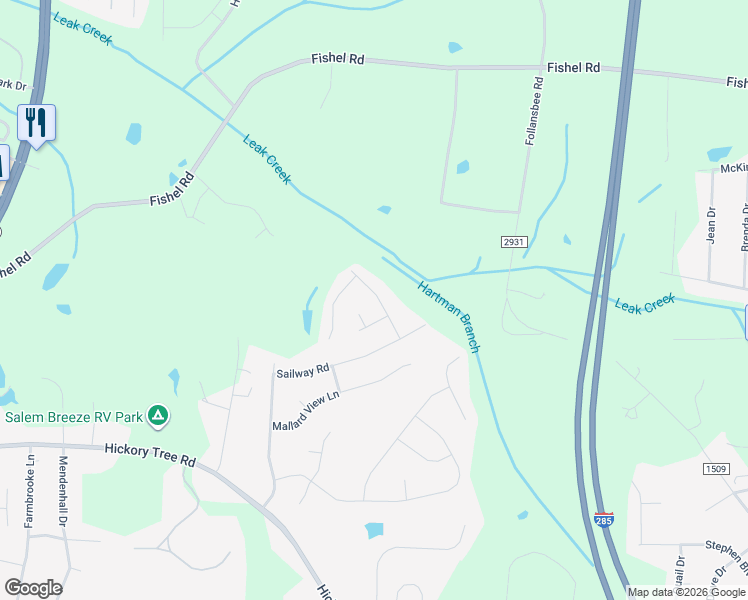 map of restaurants, bars, coffee shops, grocery stores, and more near 5060 Walden Ridge Drive in Winston-Salem