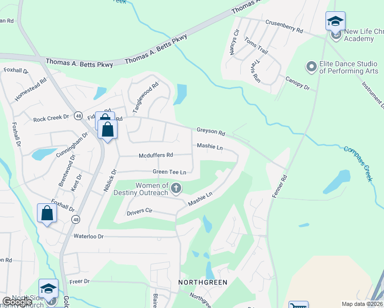 map of restaurants, bars, coffee shops, grocery stores, and more near 1207 Green Tee Lane in Rocky Mount
