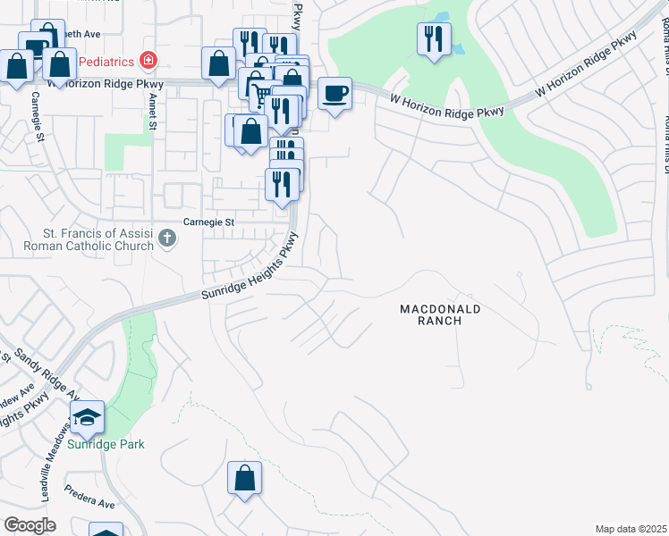 map of restaurants, bars, coffee shops, grocery stores, and more near 817 Horizon Canyon Drive in Henderson