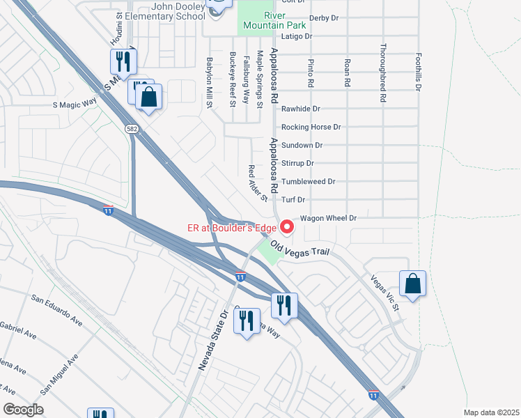 map of restaurants, bars, coffee shops, grocery stores, and more near 2332 Mundare Drive in Henderson