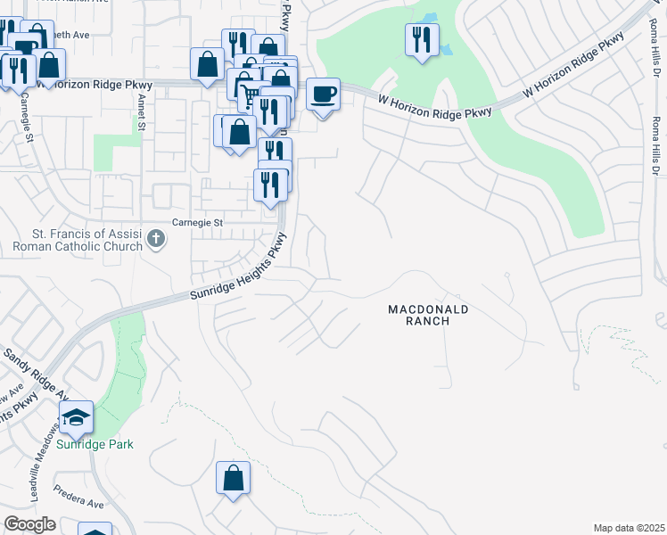 map of restaurants, bars, coffee shops, grocery stores, and more near 818 Horizon Canyon Drive in Henderson