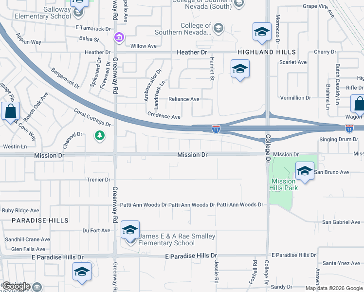 map of restaurants, bars, coffee shops, grocery stores, and more near 995 Sierra Ridge Street in Henderson