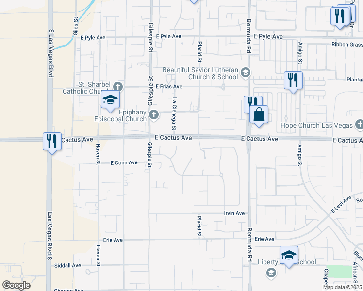 map of restaurants, bars, coffee shops, grocery stores, and more near 10550 Patrington Court in Las Vegas