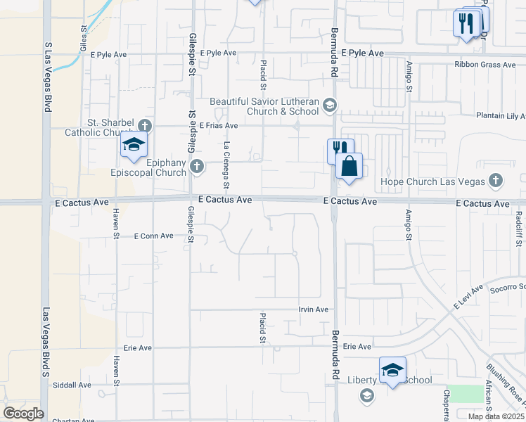 map of restaurants, bars, coffee shops, grocery stores, and more near in Las Vegas