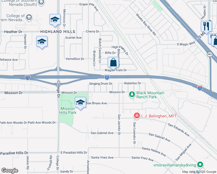 map of restaurants, bars, coffee shops, grocery stores, and more near 904 Swift Bear Street in Henderson