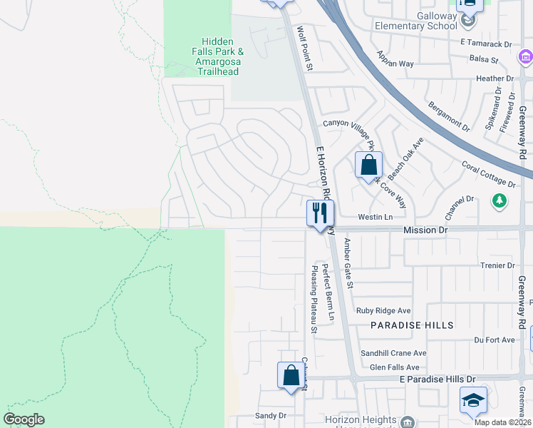 map of restaurants, bars, coffee shops, grocery stores, and more near 29 Pangloss Street in Henderson