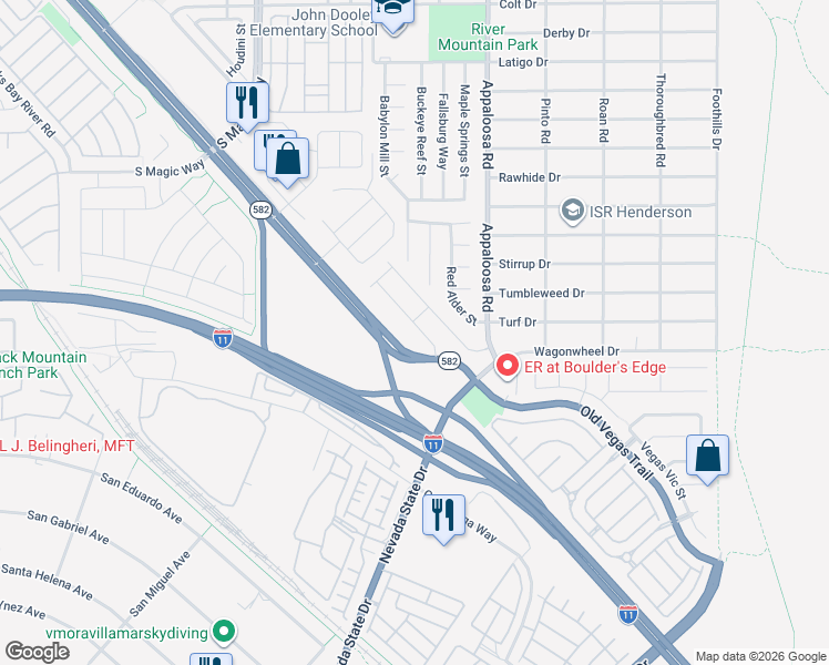 map of restaurants, bars, coffee shops, grocery stores, and more near 2289 Sky Island Drive in Henderson