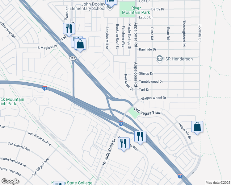 map of restaurants, bars, coffee shops, grocery stores, and more near 2289 Sky Island Drive in Henderson