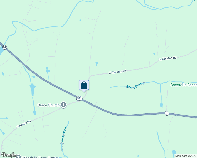 map of restaurants, bars, coffee shops, grocery stores, and more near 1883 W Creston Rd in Crossville
