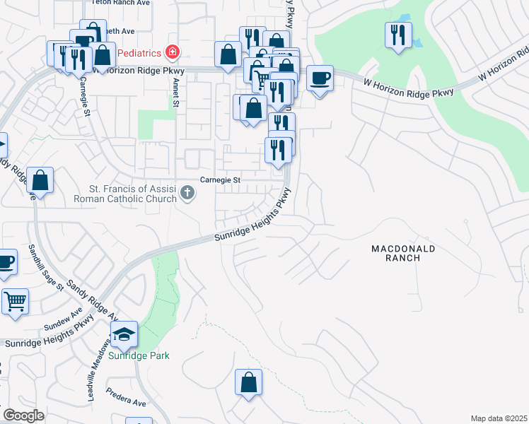 map of restaurants, bars, coffee shops, grocery stores, and more near 796 Marifield Court in Henderson