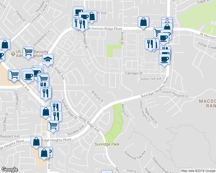 map of restaurants, bars, coffee shops, grocery stores, and more near 791 Rise Canyon Drive in Henderson