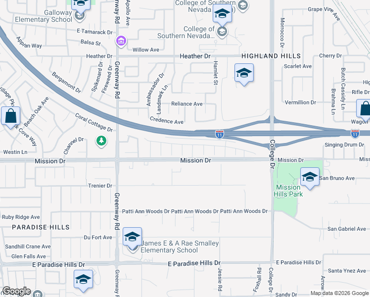 map of restaurants, bars, coffee shops, grocery stores, and more near 995 Sierra Ridge Street in Henderson