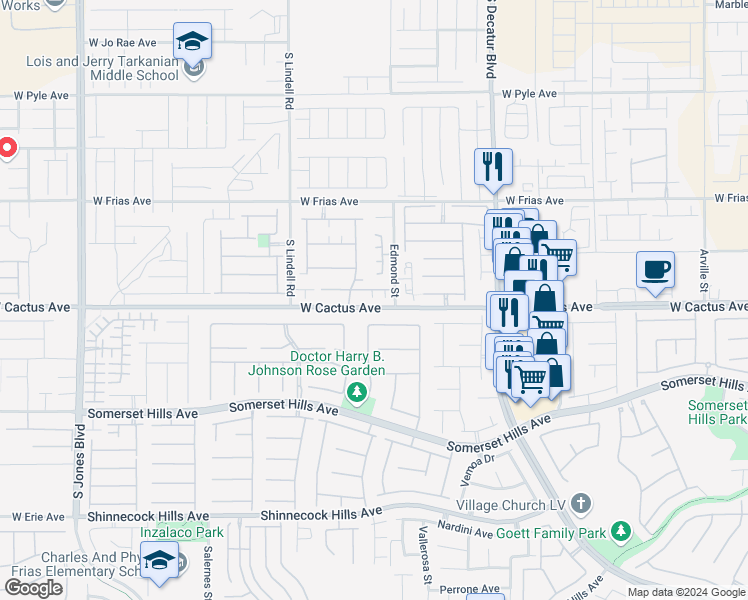 map of restaurants, bars, coffee shops, grocery stores, and more near 5290 Villa Dante Avenue in Las Vegas