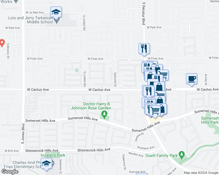 map of restaurants, bars, coffee shops, grocery stores, and more near 5257 Sand Dollar Avenue in Las Vegas