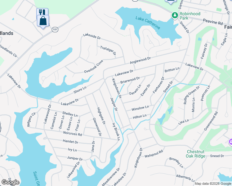 map of restaurants, bars, coffee shops, grocery stores, and more near 122 Kingsdown Drive in Crossville