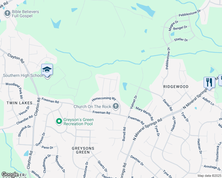 map of restaurants, bars, coffee shops, grocery stores, and more near 1112 Kindness Lane in Durham