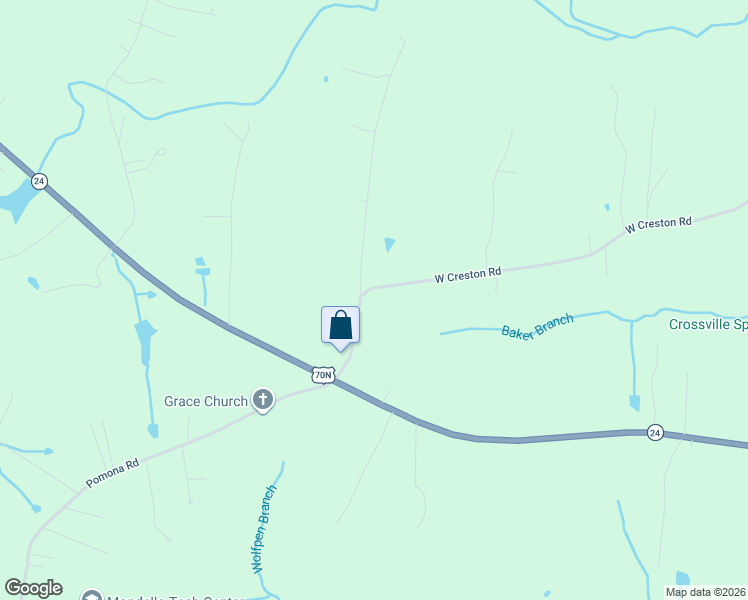 map of restaurants, bars, coffee shops, grocery stores, and more near 1883 West Creston Road in Crossville