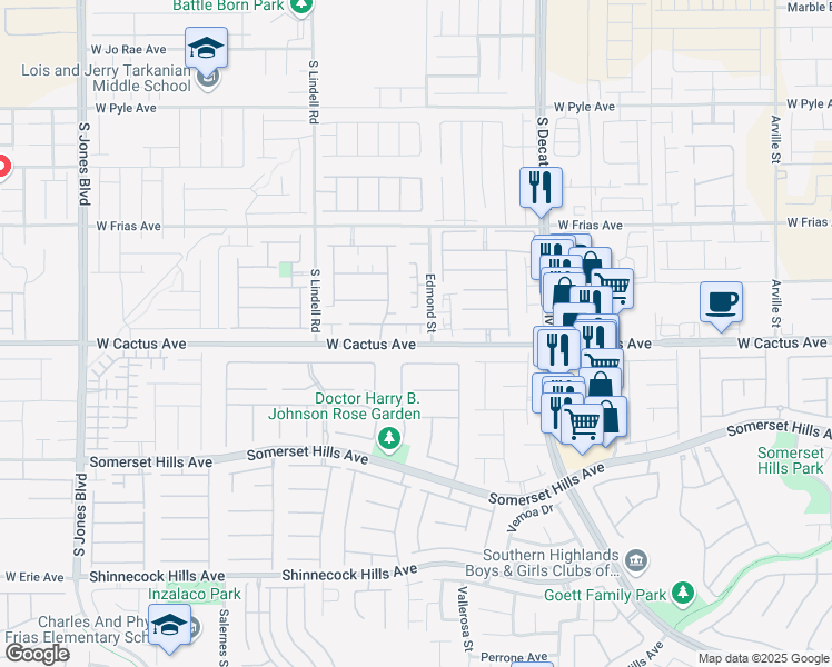 map of restaurants, bars, coffee shops, grocery stores, and more near 5233 Sand Dollar Avenue in Las Vegas