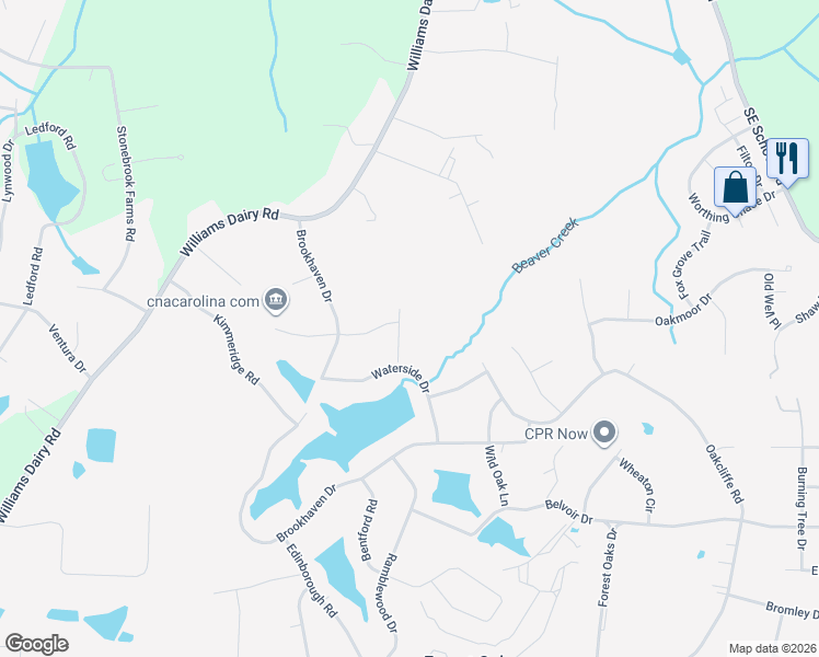 map of restaurants, bars, coffee shops, grocery stores, and more near 4205 Hunting Meadow Road in Greensboro