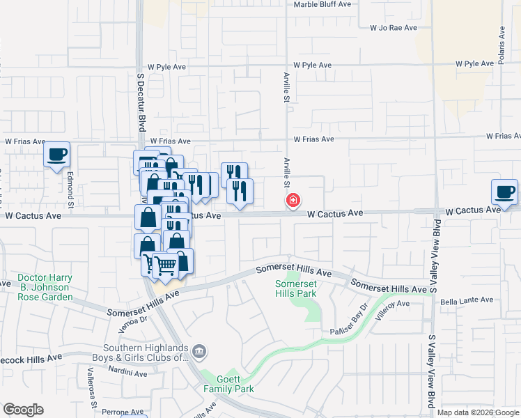 map of restaurants, bars, coffee shops, grocery stores, and more near 4469 Days Creek Avenue in Las Vegas