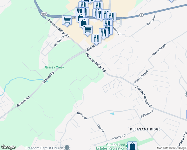 map of restaurants, bars, coffee shops, grocery stores, and more near 3000 Legacy Pointe in Knoxville