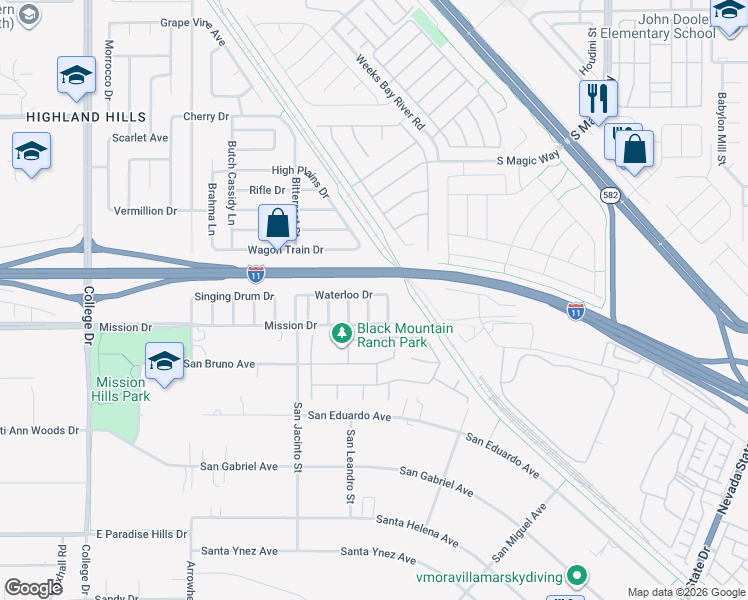 map of restaurants, bars, coffee shops, grocery stores, and more near in Henderson