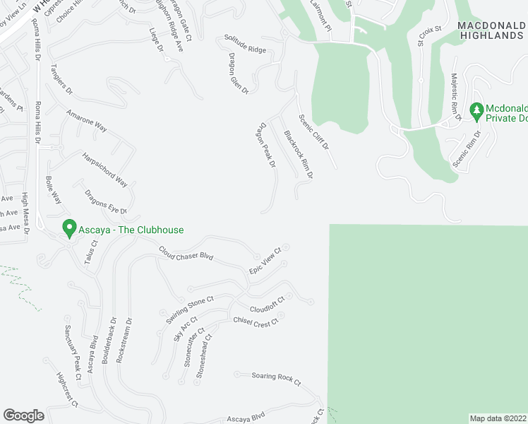 map of restaurants, bars, coffee shops, grocery stores, and more near 712 Dragon Peak Drive in Henderson