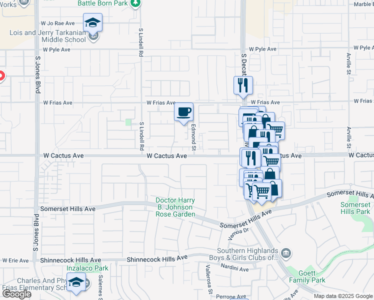 map of restaurants, bars, coffee shops, grocery stores, and more near 5233 Sand Dollar Avenue in Las Vegas
