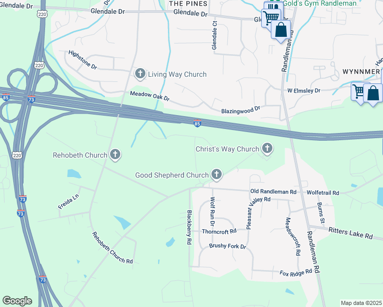 map of restaurants, bars, coffee shops, grocery stores, and more near 5200 Carol Avenue in Greensboro