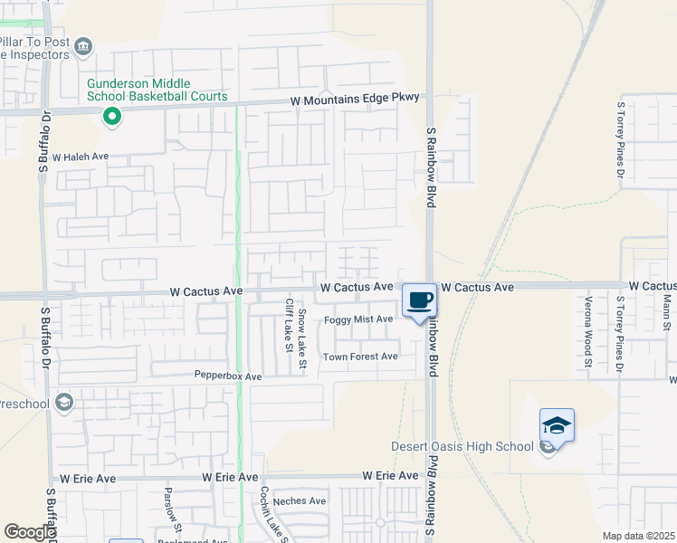 map of restaurants, bars, coffee shops, grocery stores, and more near 7109 Painted Butte Avenue in Las Vegas