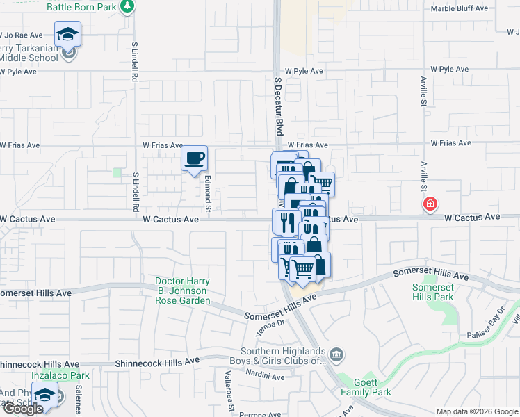 map of restaurants, bars, coffee shops, grocery stores, and more near 4984 Danube Avenue in Las Vegas