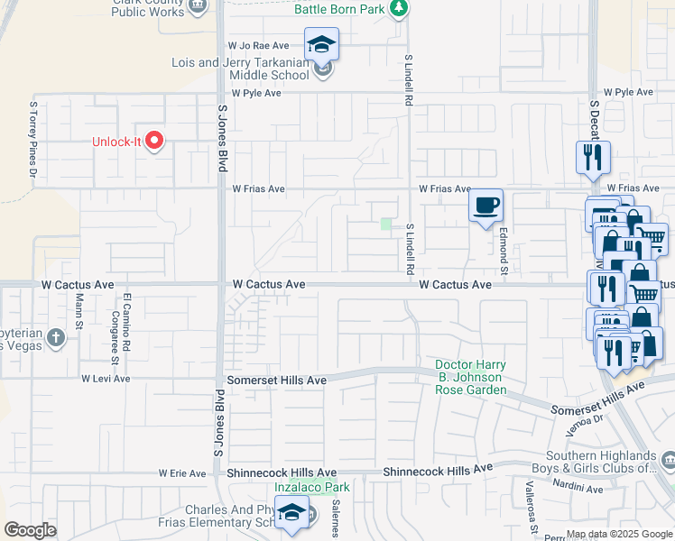 map of restaurants, bars, coffee shops, grocery stores, and more near 5702 San Florentine Avenue in Las Vegas