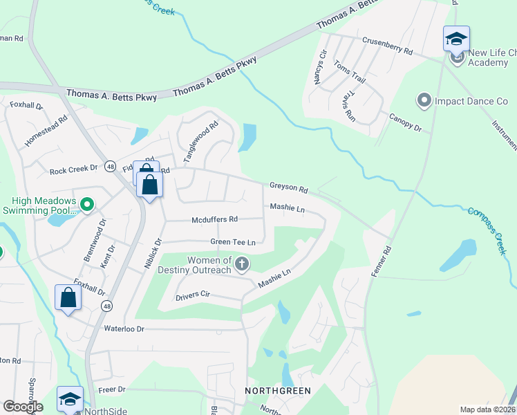 map of restaurants, bars, coffee shops, grocery stores, and more near 1207 Green Tee Lane in Rocky Mount