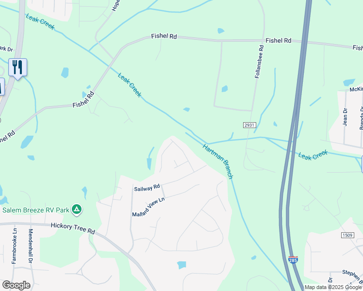 map of restaurants, bars, coffee shops, grocery stores, and more near 5035 Walden Ridge Drive in Winston-Salem