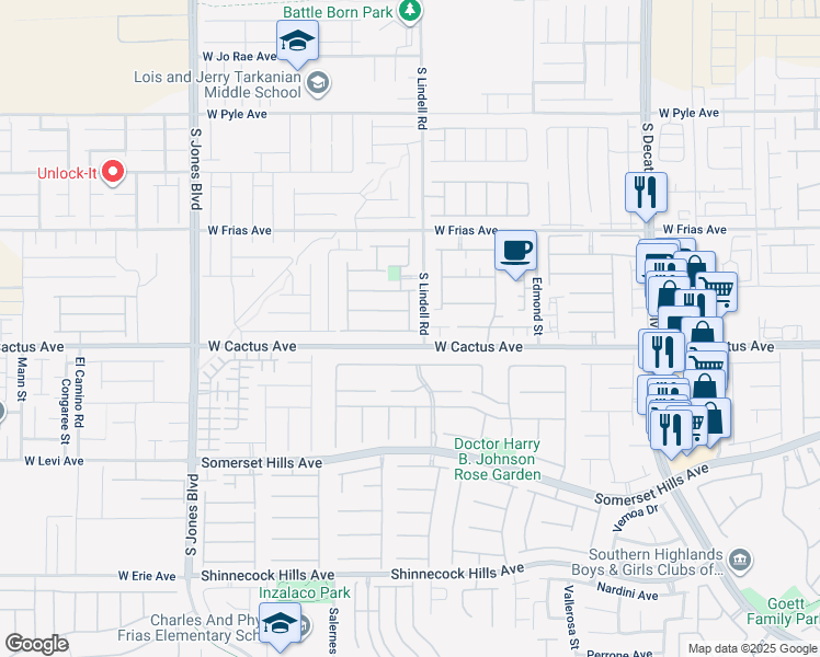 map of restaurants, bars, coffee shops, grocery stores, and more near 14417 Gabaldon Street in Las Vegas