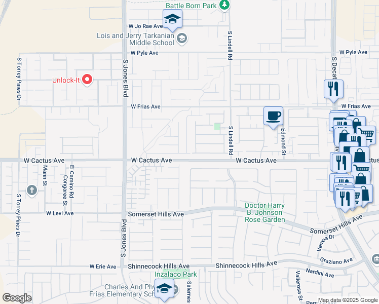 map of restaurants, bars, coffee shops, grocery stores, and more near 5702 San Florentine Avenue in Las Vegas