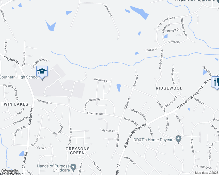 map of restaurants, bars, coffee shops, grocery stores, and more near 1041 Gentle Reed Drive in Durham