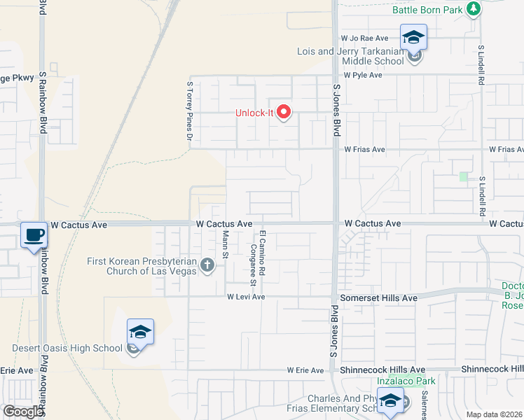 map of restaurants, bars, coffee shops, grocery stores, and more near 6297 West Rush Avenue in Las Vegas