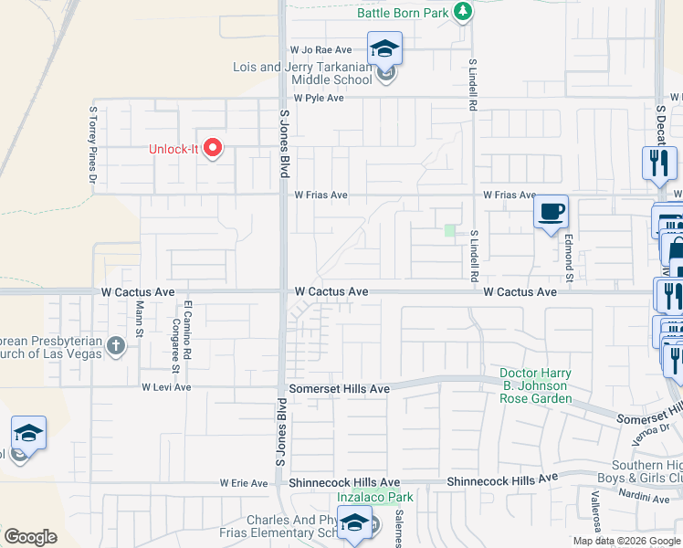 map of restaurants, bars, coffee shops, grocery stores, and more near 5904 Becklow Gardens Avenue in Las Vegas