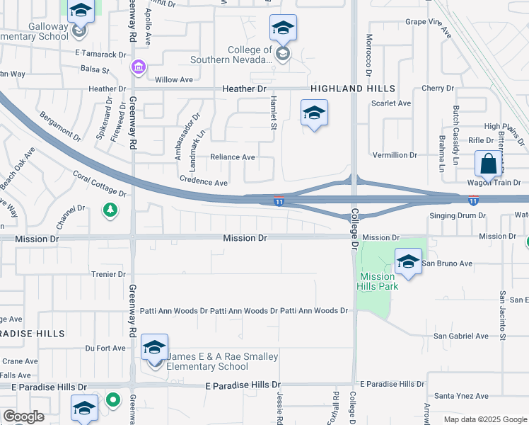 map of restaurants, bars, coffee shops, grocery stores, and more near 434 Lost Horizon Avenue in Henderson